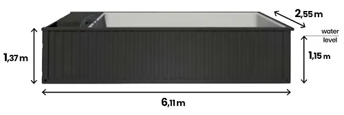 Conteneur Piscine Neuf avec Toit Pack Premium 6,2mx 2,5m