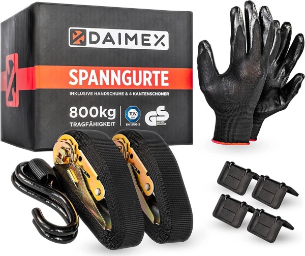 DAIMEX - Set de 2 Sangles d'arrimage à cliquet 800kg