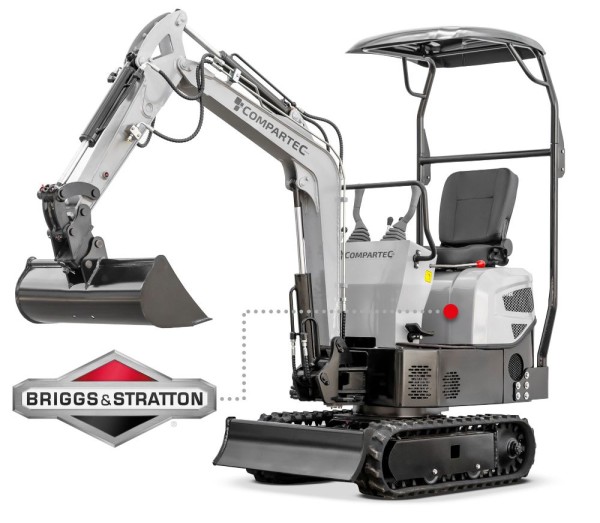 Mini-pelle Bobmaster Pro B&S - Essence, 920 kg + kit de godets