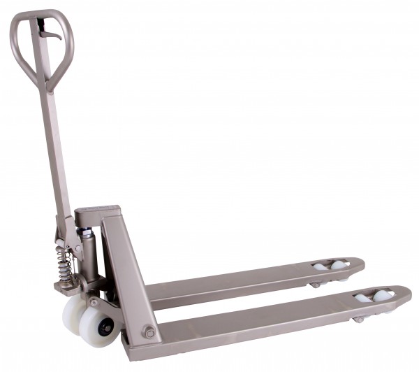 Transpalette en inox - capacité 2000 kg, longueur fourches 1130 mm