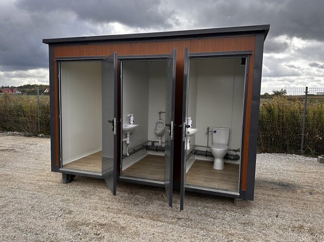 Container Sanitaire Pavillon WC avec Triple Cabine